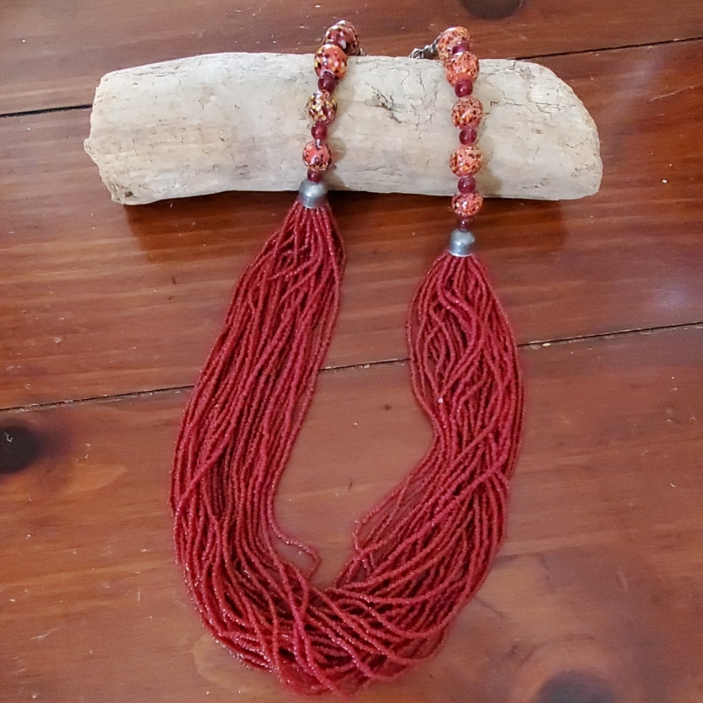 Burgundy chucky statement necklace